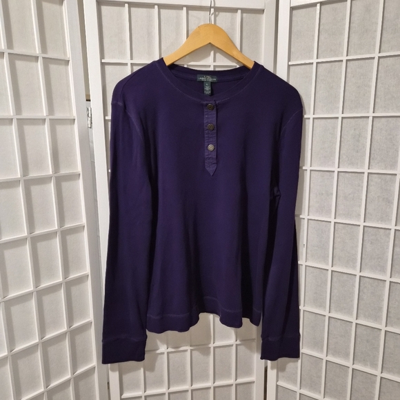 Ralph Lauren Thermal Henley Shirt Long Sleeve Sleepwear Top Sz XL - Picture 1 of 4